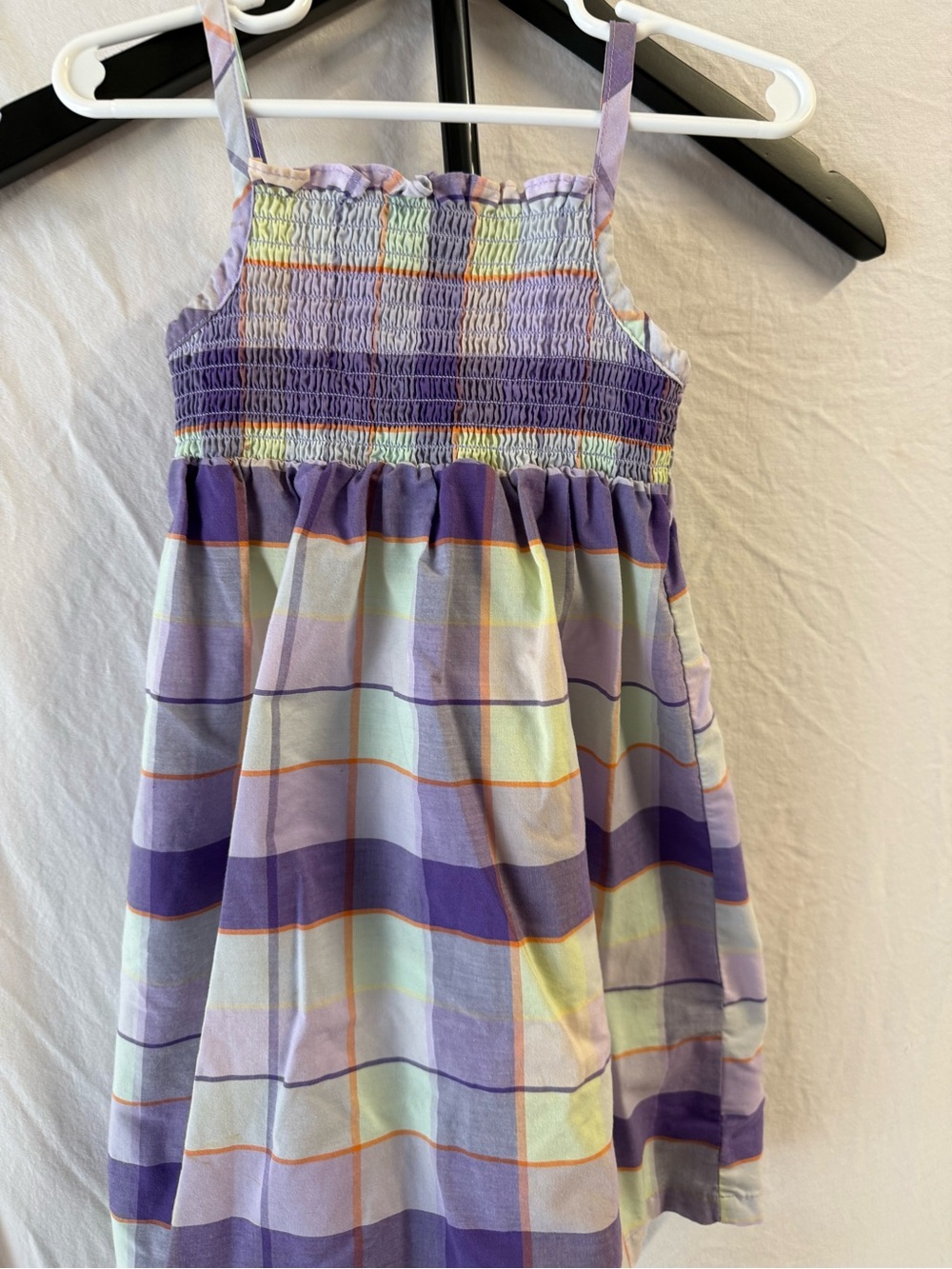 Faded Glory Lavender Plaid Smocked Sundress